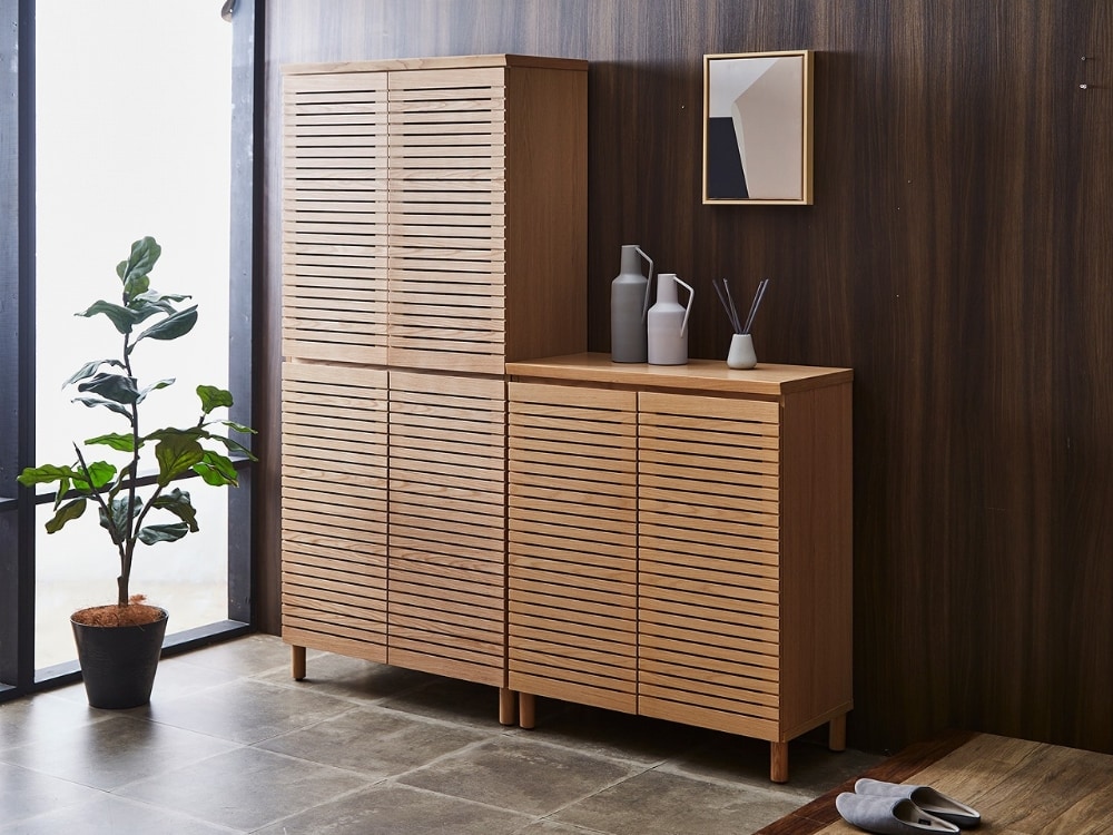 送料無料／ 幅80cm ハイタイプ シューズボックス 下駄箱 選べる2色