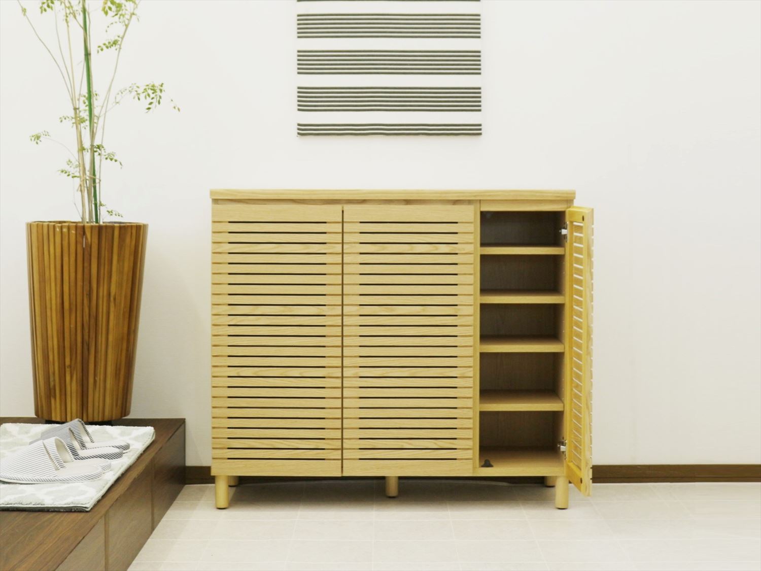 送料無料／ 幅110cm ロータイプ シューズボックス 下駄箱 選べる2色