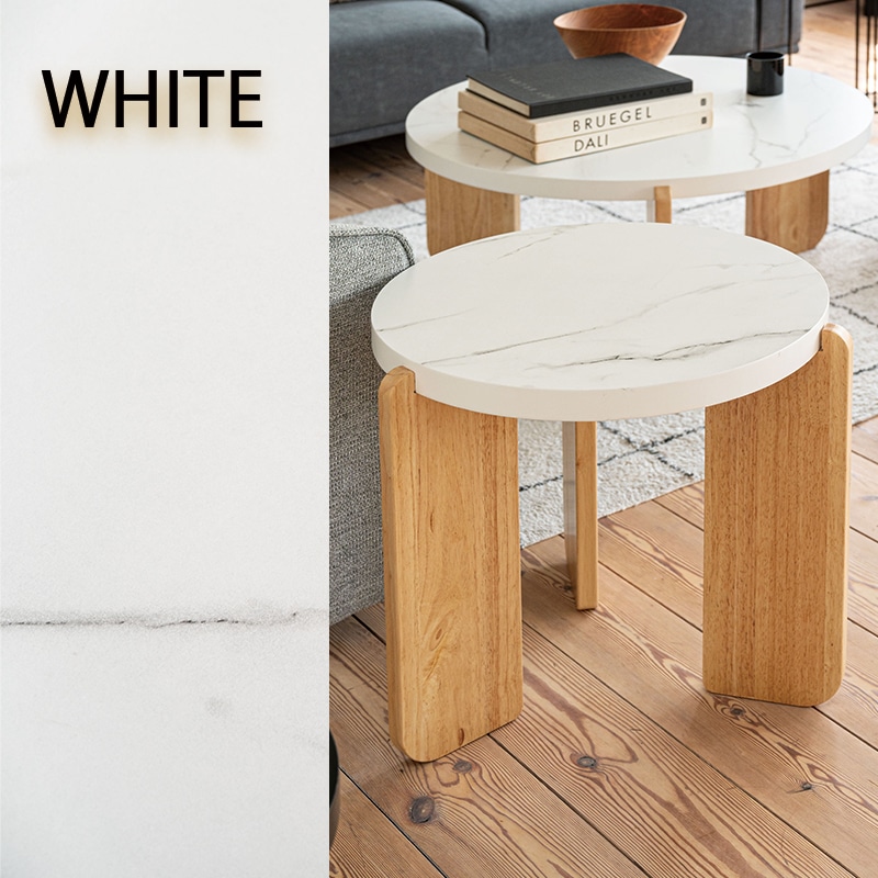 サイドテーブル 木製 丸 おしゃれ ラウンドテーブル 円形 天然木 北欧