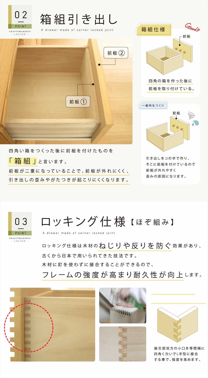 組み合わせ自由・天然木タンス③、④ アマノ タンスのゲン 25日P13%〜 チェスト 木製 おしゃれ 収納棚 北欧