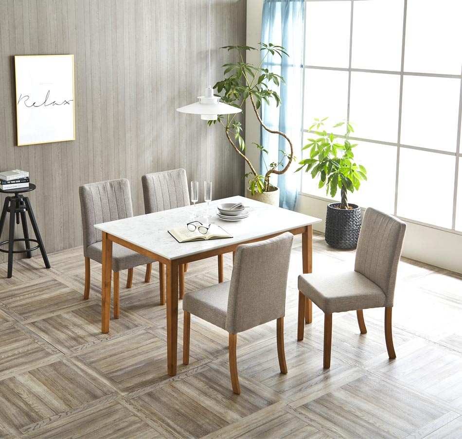 ダイニング5点セット マーブル W120cmテーブル （セット内容：テーブル