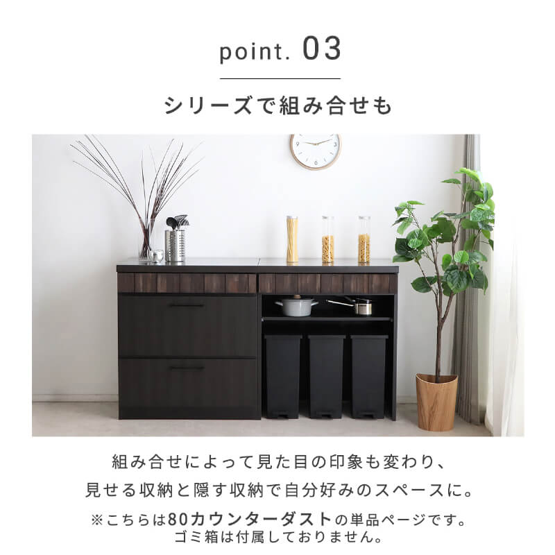 キッチンカウンター ダストボックス ゴミ箱収納 食器棚 ロータイプ