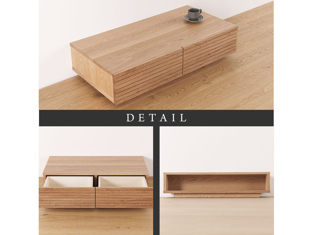 大川家具】無垢材 センターテーブル 風雅 ローテーブル 幅1000