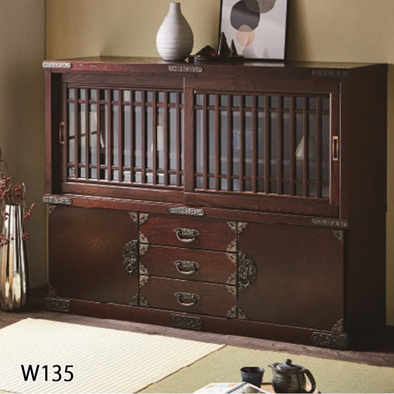 和家具 茶箪笥 幅106cm 茶棚 和風 昭和 レトロ 食器棚 和室 飾り棚 古