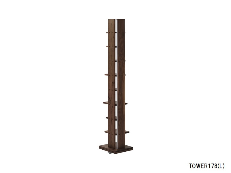【フラワー】大川家具 ウォールナッツ 天然木 本棚 ブックシェルフ 国産デザイナーズ家具 ブックシェルフ TOWER 178/139【丸庄】 | 店舗