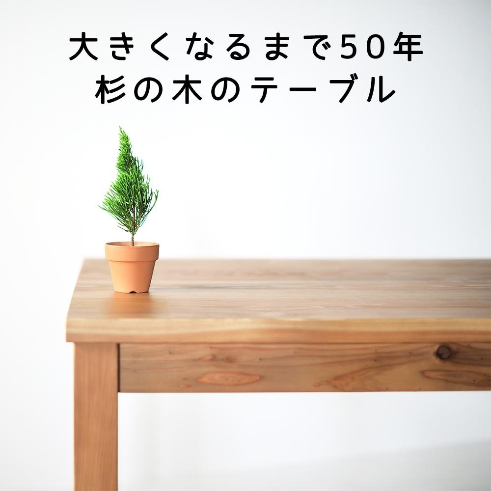 日本の山林を守ろう！】 レスキューダイニングテーブル 120 国産杉材 木材から生産まですべて国産のテーブル | 店舗,アール・テック有限会社 |  大川市公式オンラインショップ 大川木工まつり常設展アールテック,杉,無垢材,ダイニングテーブル,大川家具