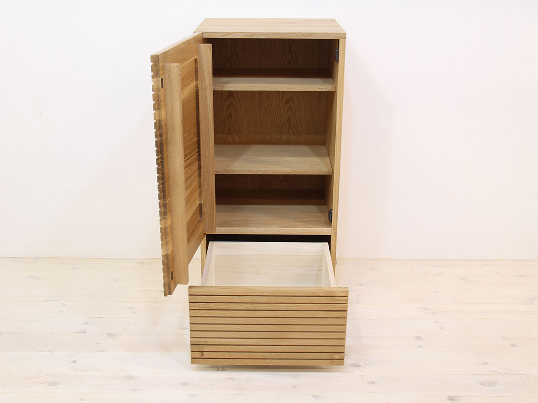 大川家具】無垢材 サイドキャビネット 風雅 キャビネット幅490【設置