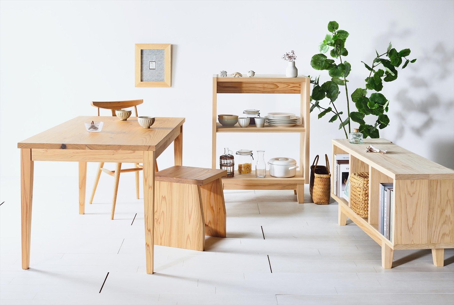 木の香ダイニングテーブル 120 テーパー脚 杉材 九州産杉 国産 無垢材