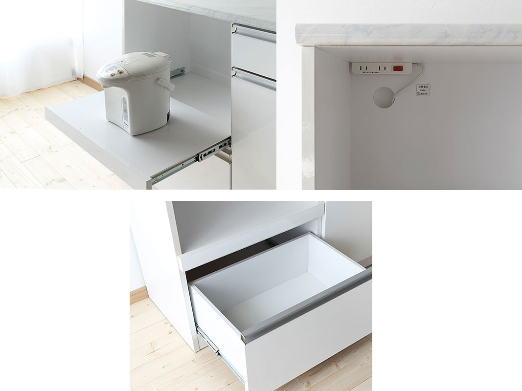大川家具　キッチンカウンター　食器棚　ホワイト 楽天市場】【正午~クーポン5%引】 国産 キッチンカウンター 幅