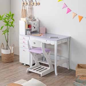プリンセスデザインホワイト学習デスク コンパクト学習デスクアイリス80 鏡面使用 プリンセスタイプ姫