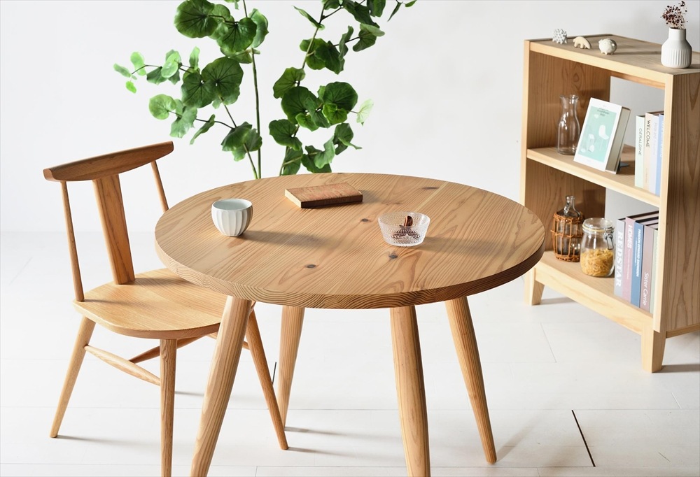 木の香ラウンドテーブル 85Φ 杉材 九州産杉 国産 無垢材 天然木 北欧