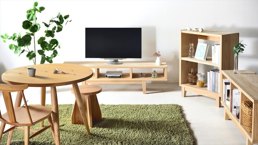 木と流木。　ブロック杉円型ローサイドテーブル 国産杉の無垢材ローテーブル 円形 75cm オイル仕上げ アイアン脚 円卓