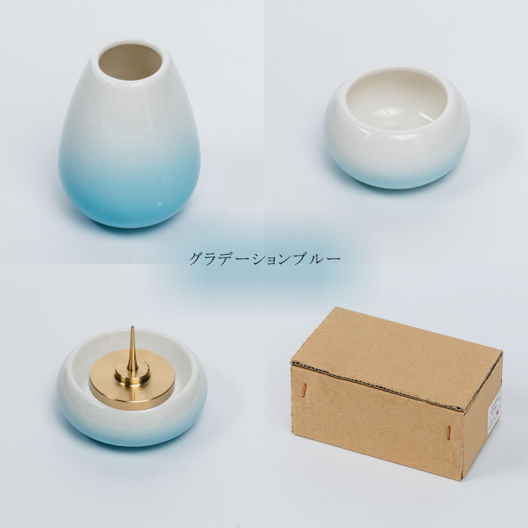 仏具　三点セット 楽天市場】仏具 セット 【3点】陶器 仏具 「青磁無地」4.5寸 3