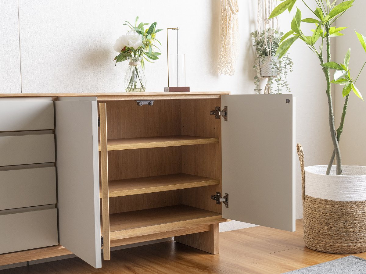 送料無料／ 完成品 幅120cm リビング収納 奥浅 北欧 省スペース サイド