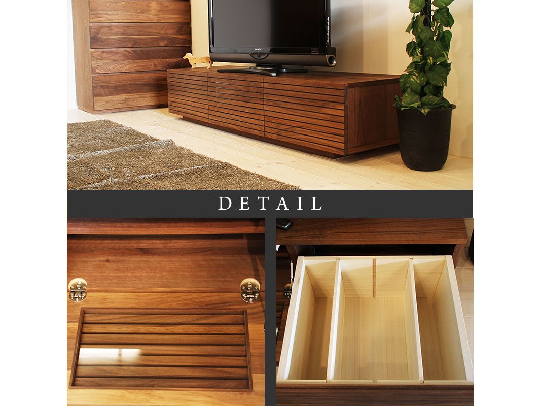 大川家具　テレビボード　ウォールナット材　幅121cm 立野木材 大川家具 テレビボード 完成品 幅120cm ハイタイプ テレビ台