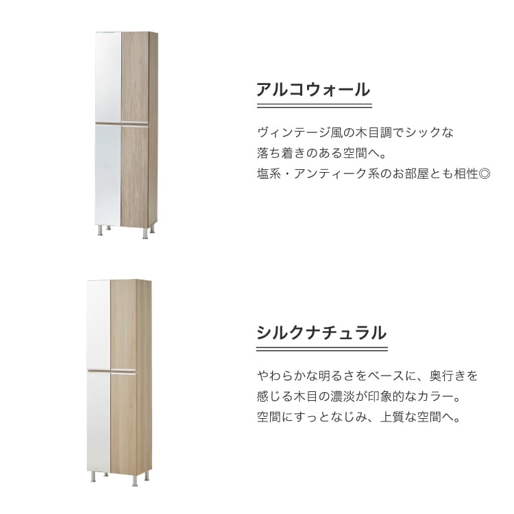 シューズボックス 靴箱 下駄箱 【リアル 50HI 上下鏡】 幅50cm 奥行