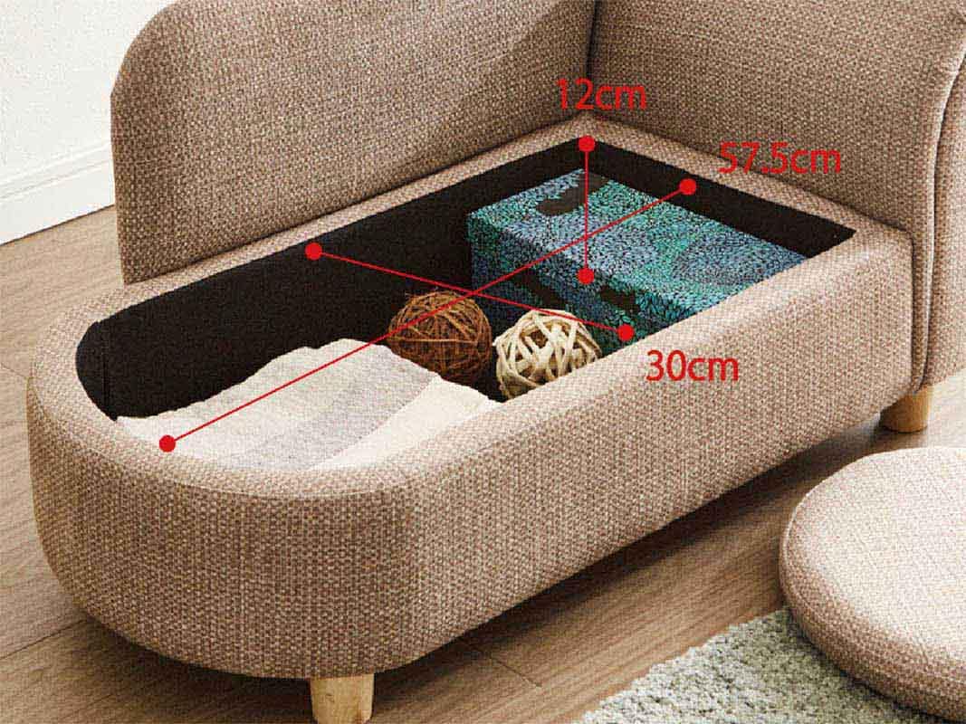 引っかき傷に強い特殊生地仕様！座面収納庫付でペットシートやペット