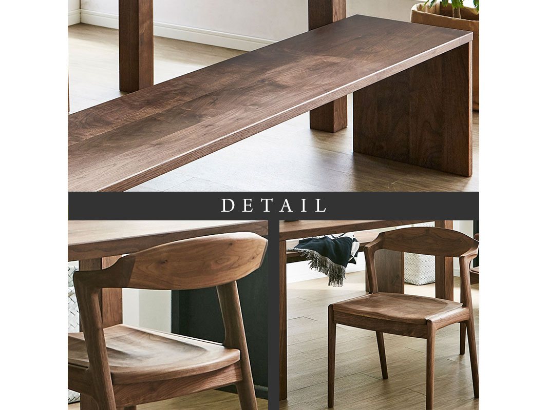 大川家具】無垢材 ダイニングテーブルセット 凛 幅1800【設置/組立て