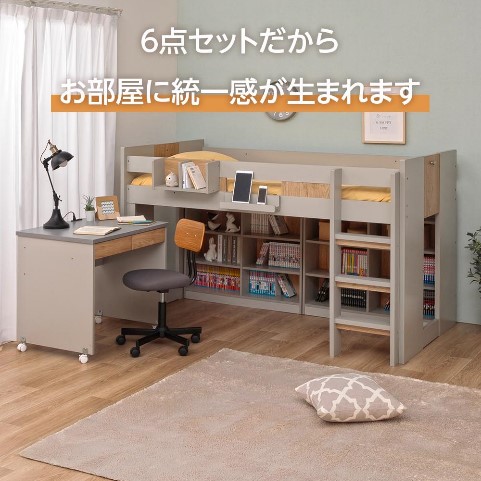 システムベッド ロフトベッド レオ 学習机 子供 大人 ロータイプ 