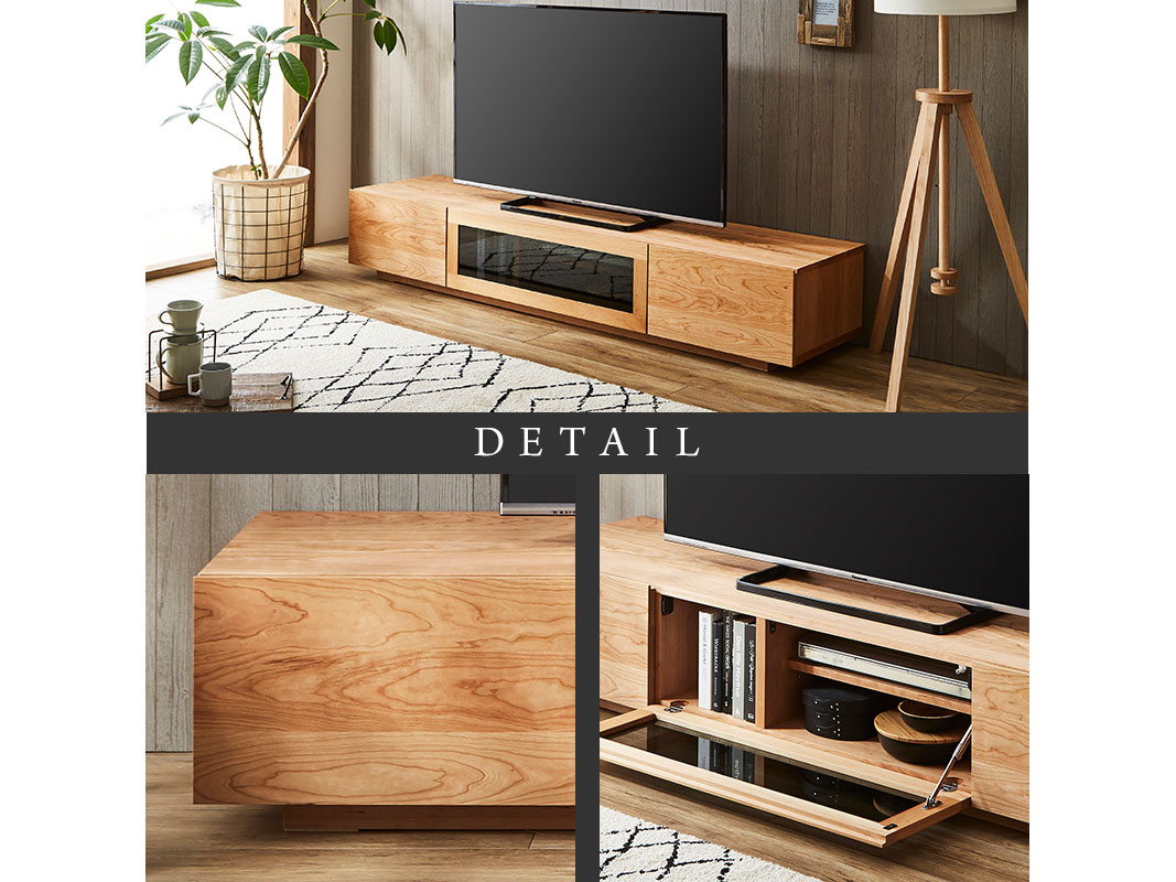 大川家具】無垢材 テレビボード 凛 ローボード 幅1800 ブラック