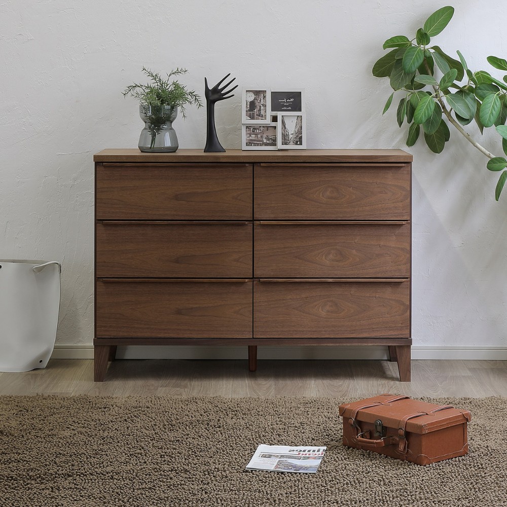 leo- レオ 120-3ローチェスト（ウォールナット/レッドオーク） | 店舗