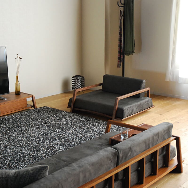 開梱設置無料]【大川家具】1人掛けローソファ 100cm幅 フロー 張地全44