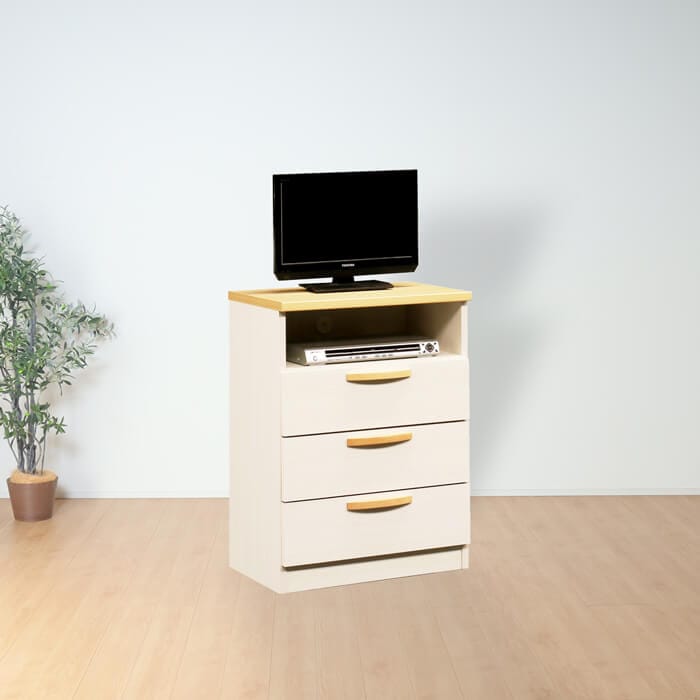 【大川家具】ミドルテレビボード 60cm幅 アベニール ナチュラル/ブラウン [中村敬木工] ホワイトとウッドカラーのコントラストが美しいミドルタイプテレビ台 国産