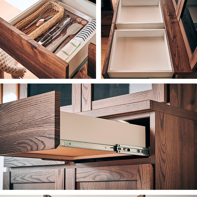 大川家具】ダイニングボード 80cm幅 テトラ ナチュラル/ブラウン