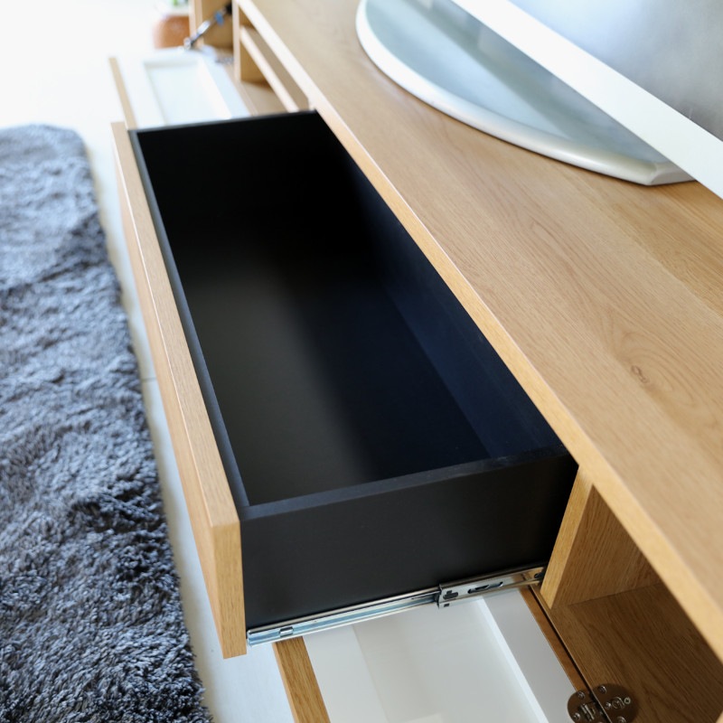 大川家具】テレビボード 180cm幅 ニーバス ナチュラル/ブラウン [福山