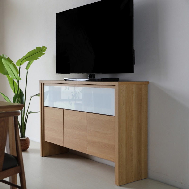 【大川家具】リビングボード 120cm幅 ニーバス ナチュラル/ブラウン [福山工芸]