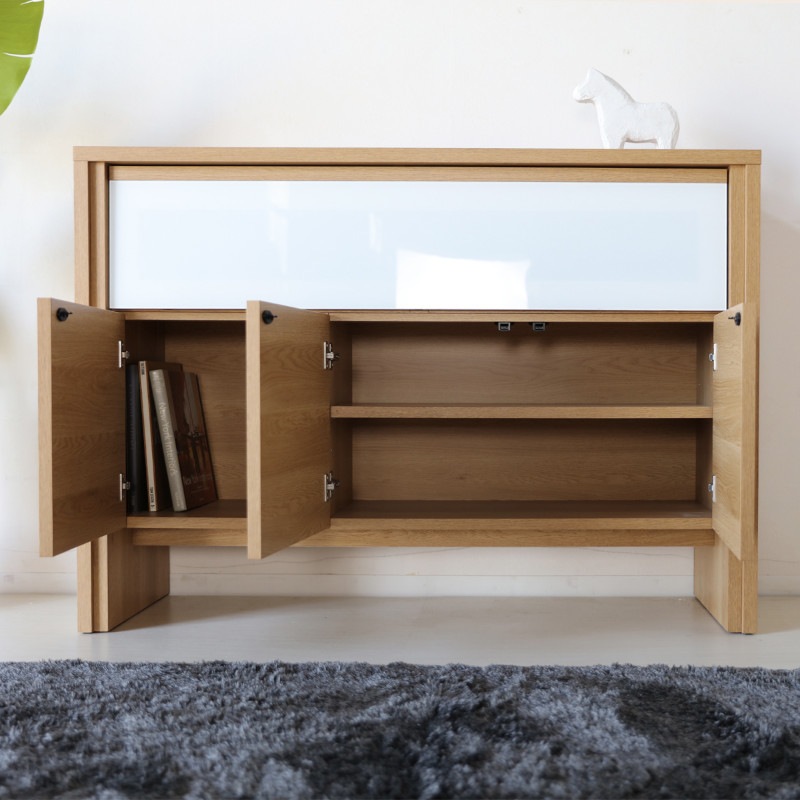 【レイコ】大川家具　サイドボード　120cm 大川家具】サイドボード 120cm幅 ヴァレロ ナチュラル/ブラウン