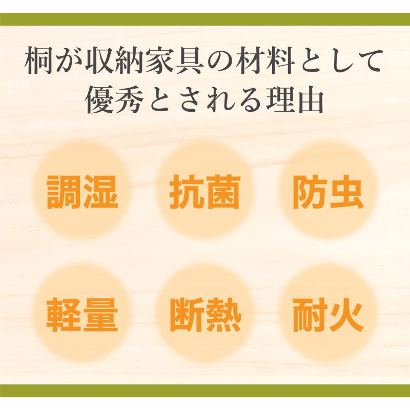 【大川家具】総桐着物タンス キャスター付き 4段チェスト ペルナ[マーゼルン]