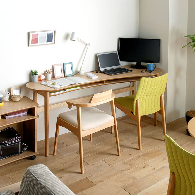 大川家具】デスク 160/180cm幅 オーリエ ナチュラル/ブラウン [モリタ
