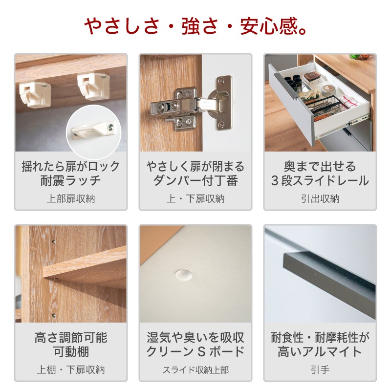 [開梱設置無料]【大川家具】レンジボード 90cm幅 カトレア ナチュラル×グレー [イノベーションセレクションズ]
