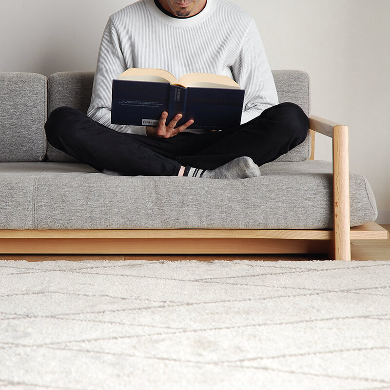 開梱設置無料]【大川家具】3人掛けローソファ 200cm幅 フロー 張地全44