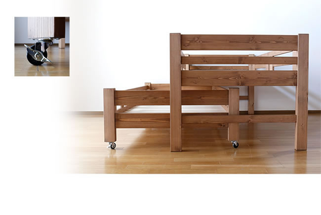 MIEL キャスター付き親子ベッド 二段ベッド｜省スペース対応と親子設計 キャスター付き下段と