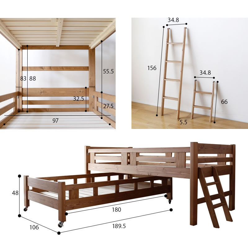 次回6月下旬出荷予定≪受注生産≫【大川家具】3段ベッド ミッシェル [大川ベッド工業]