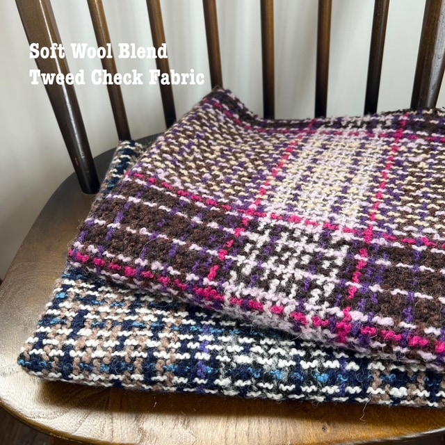 即決　感謝企画　ハンドメイド☆ウールツイードチェック　モノトーンワンピース　大きい　ゆったり