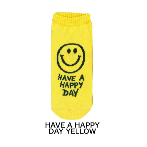 ANKLE SOCKS LADIES HAVE A HAPPY DAY YELLOW 