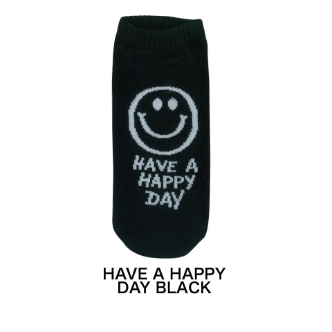 ANKLE SOCKS LADIES HAVE A HAPPY DAY BLACK
