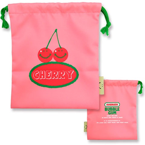 キンチャク マチ無し SMILE CHERRY|キンチャク マチ無し|×POUCH,キンチャク -ポーチ-