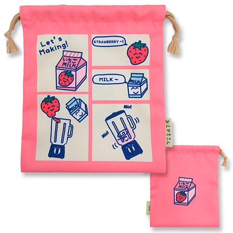 キンチャク マチ無し いちごみるくさん|キンチャク マチ無し|×POUCH,キンチャク -ポーチ-