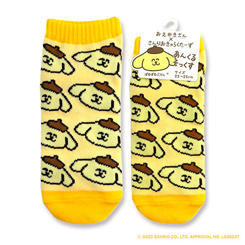 ANKLE SOCKS LADIES ぽむぽむぷりん総柄|ANKLE SOCKS LADIES|おえかきさん×サンリオキャラクターズ