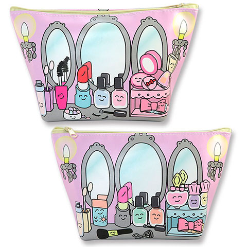 PUレザーポーチ いろいろなこすめさん|PUレザーポーチ|×POUCH,キンチャク -ポーチ-