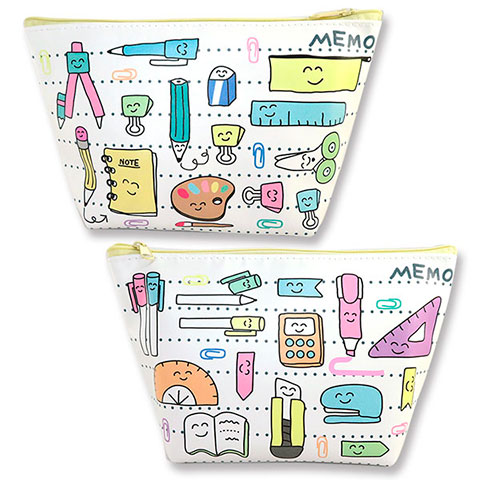 PUレザーポーチ いろいろなぶんぼうぐさん|PUレザーポーチ|×POUCH,キンチャク -ポーチ-