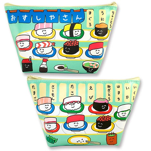 PUレザーポーチ いろいろなおすしさん|PUレザーポーチ|×POUCH,キンチャク -ポーチ-