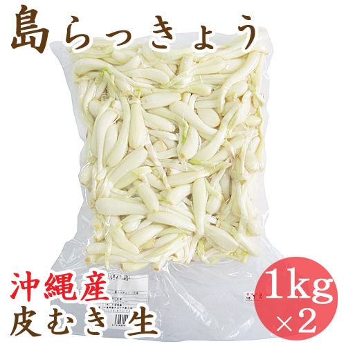 〈直売所コスパ最強〉沖縄県産 皮むき島らっきょう Ｂ品 約５kg【常温便】② 島らっきょう 生 1kg×2パック 皮むきタイプの沖縄産島らっきょう｜沖縄