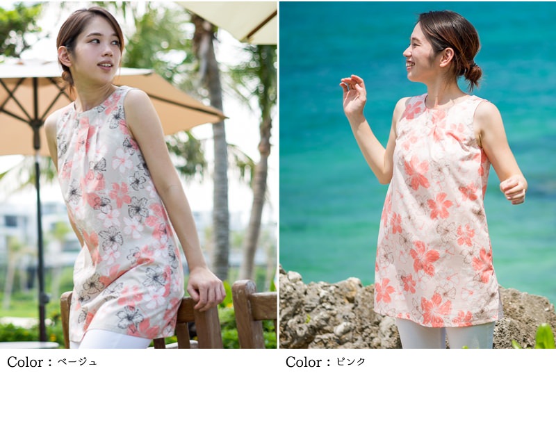 メール便送料無料 アロハチュニックワンピース かりゆしウェア Sweet Hibi スウィートハイビ レディース 女性用 チュニックワンピース 全6色 大きいサイズあり リゾートウエディング 沖縄結婚式にアロハシャツリゾートウエディング リゾート婚 ブライズメイド お