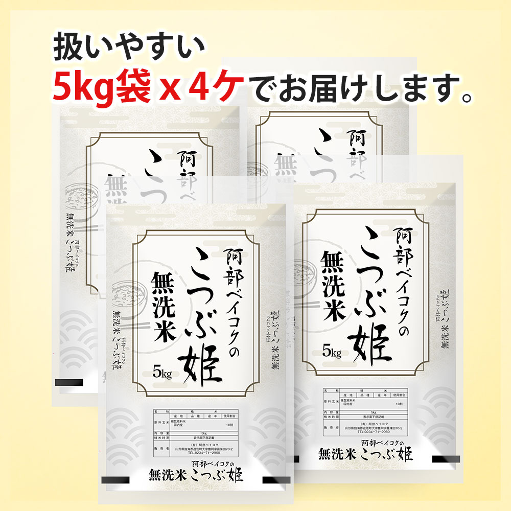 無洗米こつぶ姫 20kg (5kg×4袋) 国内産