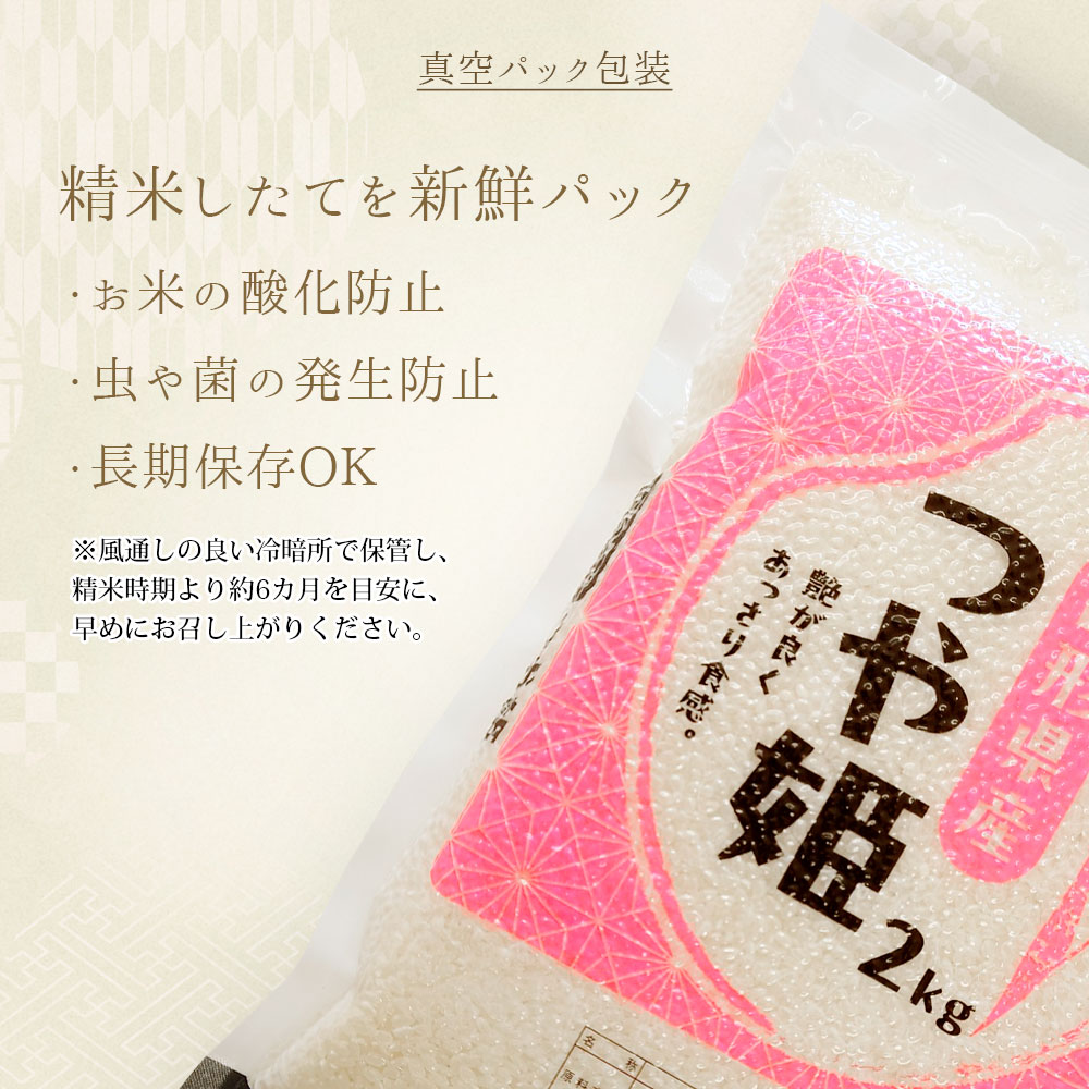 つや姫 真空パック 2kg 山形県産 令和7年産